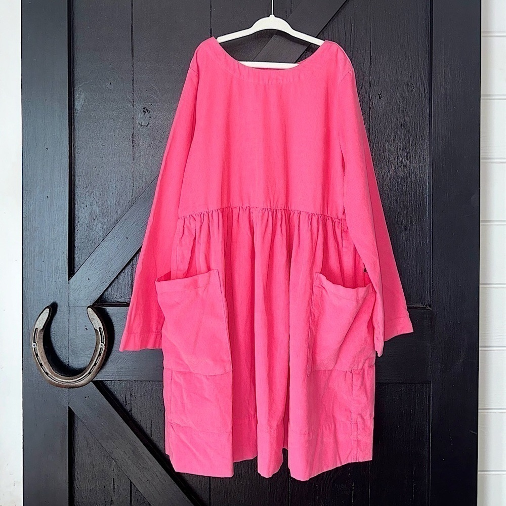 Hanna Andersson Girls Hot Pink Long Sleeve 100% Cotton Corduroy Dress 140 (10)